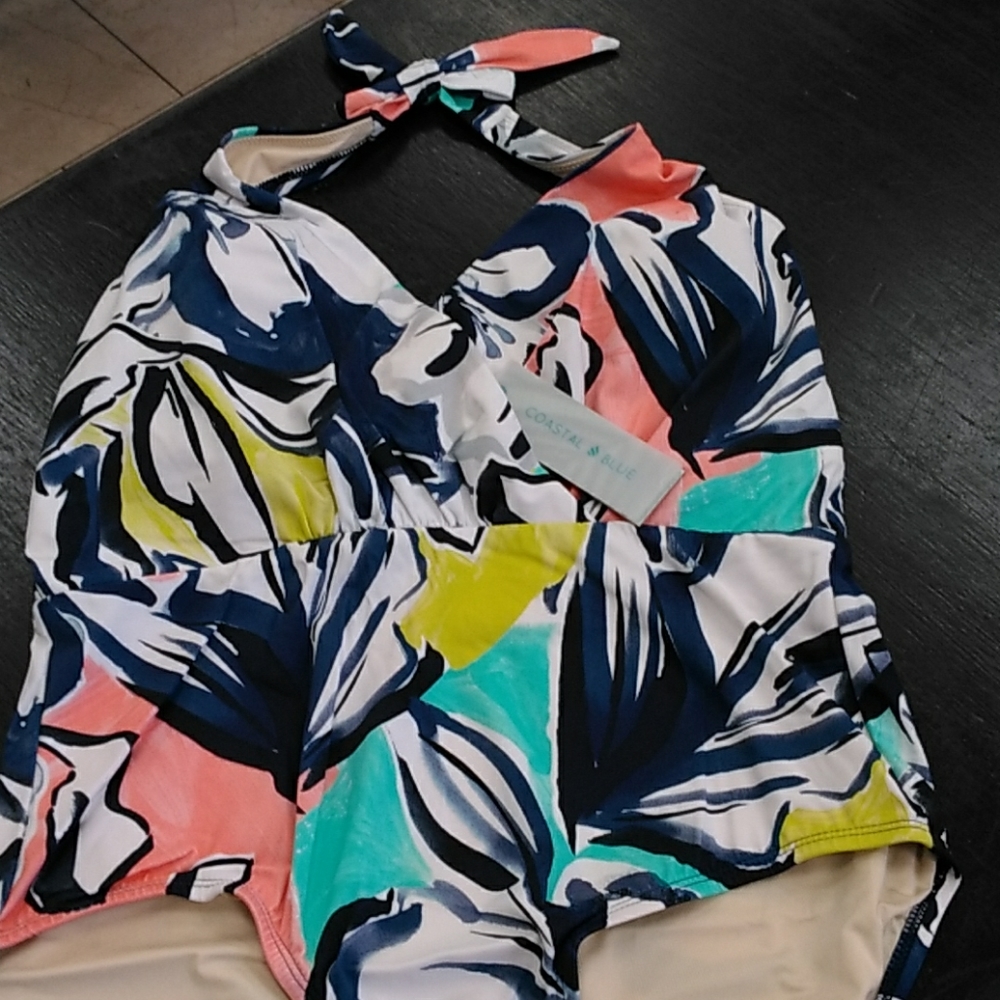 Coastal Blue Halter Top One Piece